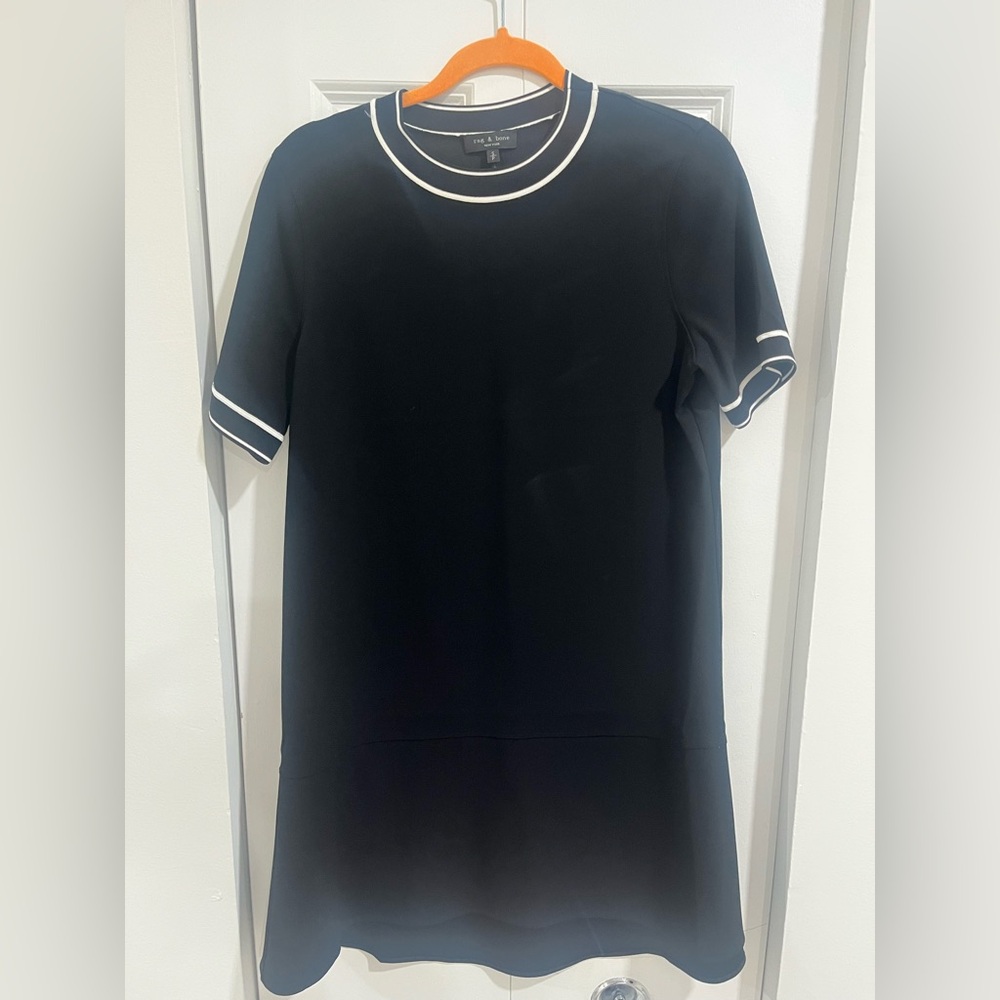 Rag and Bone Thatch short sleeve black dress with white trim